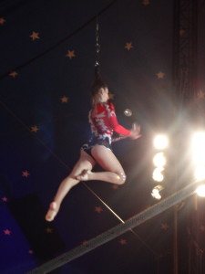 circus aerialist juggling